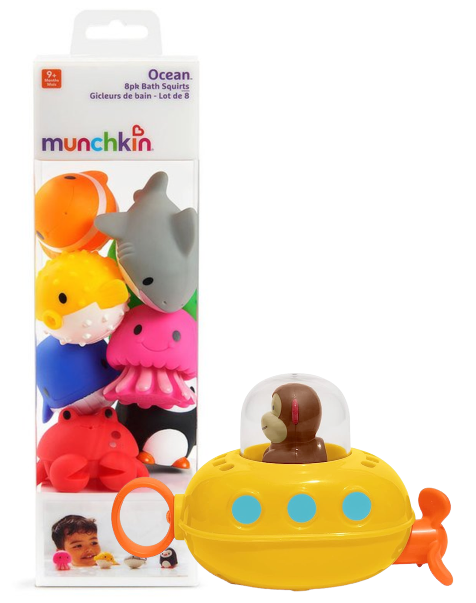 Munchkin Ocean Squirts Bath Toys Skip Hop Zoo Pull Go Submarine (2 Piece  Set)