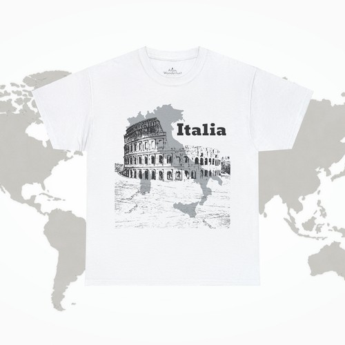 T-Shirt Italia Kolosseum italienische Architektur Karte T-Shirt Unisex 2 Farben Souvenir - Bild 12 von 21