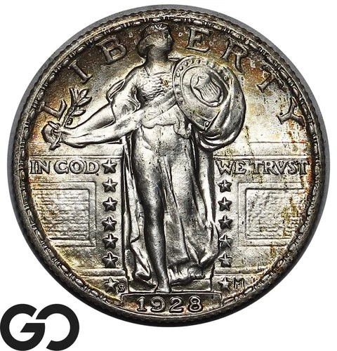 1928-S Standing Liberty Quarter, Beautiful Original Gem BU++