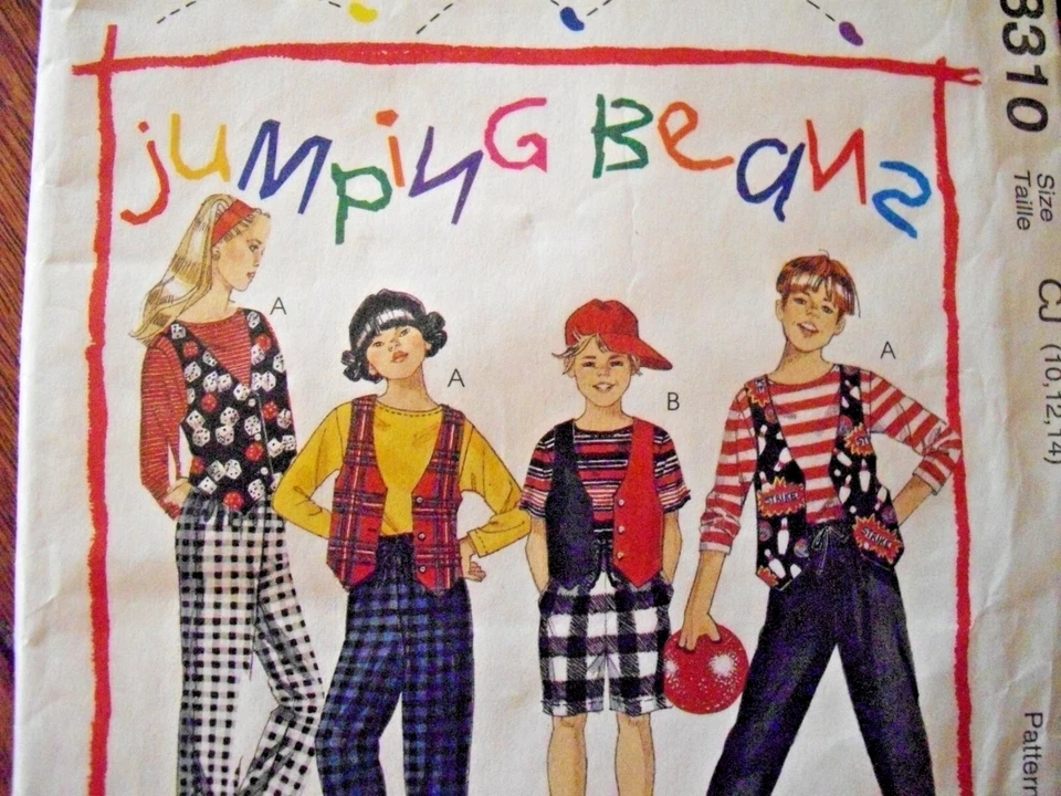 8310 UNCUT Vintage McCalls Boys Girls  Pattern Vest Top Pants Shorts 10-12-14 - Image 3 of 4