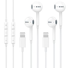 2 Pack Wired Headphones for iPhone Earbuds with Built-in Microphone L, White
