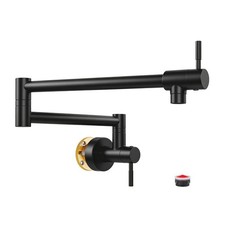 Matte Black Pot Filler, Pot Filler Faucet Wall Mount, Brass Folding Stretchable