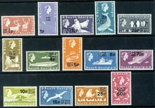 SOUTH GEORGIA FALKLANDS 1977 Decimal Currency Surcharge Set SG 53 to SG 66 MNH
