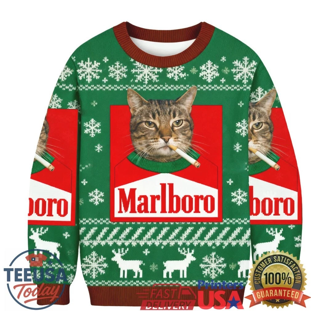 Funny Smoking Cat Christmas Ugly Sweatshirt