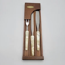 1960's TOWN & COUNTRY Carving Set  Mother of Pearl Fleetwood Set of 3 vintage