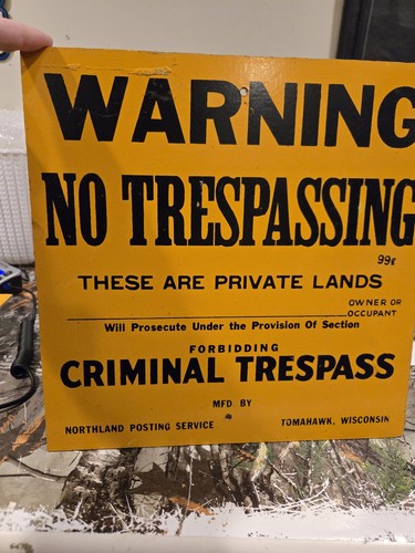 Vintage Masonite No Trespassing Sign - Picture 1 of 2