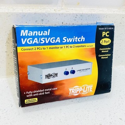 Tripp-Lite 2 Port Manual VGA SVGA Input and Output  Splitter Switch B112-002-R