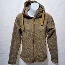 Rab Amy Hoody Women's Small Hooded Full Zip Fleece Jacket Brown Herringbone