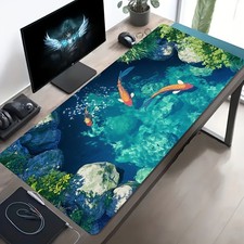 1 Extra-Large Gaming Mouse Pad with Koi Fish in Clear Pond Design, Non-Slip Was
