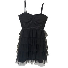 Guess Y2K Size 2 Black Corset Tulle Mini Dress Whimsigoth Coquette Goth Party