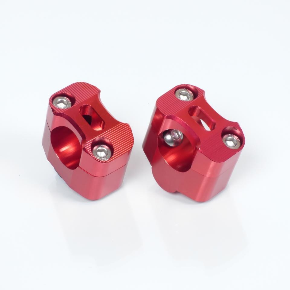 Pontet de guidon Mad en aluminium CNC anodisé rouge de 22-28mm rehausse H25mm