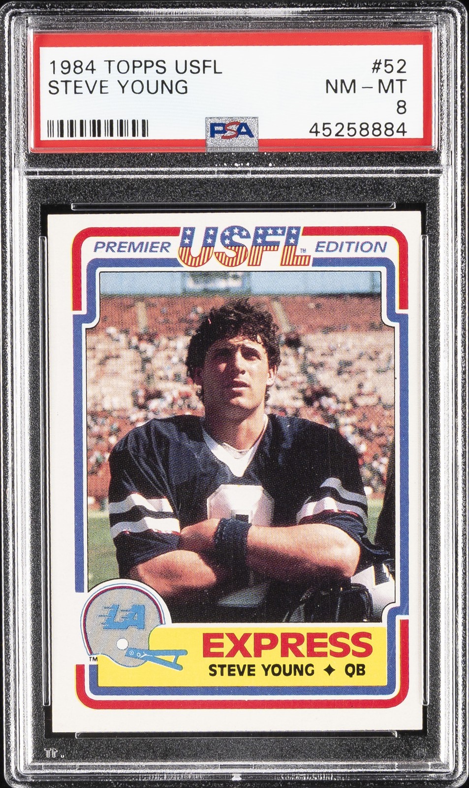 1984 TOPPS USFL #52 STEVE YOUNG PSA 8