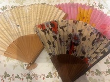 Set of 3 Folding Fans Vintage Unused Condition Great for Collectors