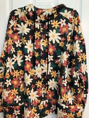 Lularoe Daisy Patterned Hoodie Size XL Brown Yellow White