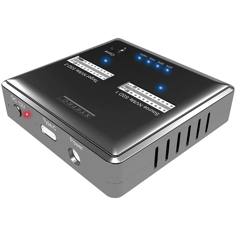 Xystec 2er-Set Dual-Bay Clone-Dockingstation für NVMe M.2 SSD-Festplatten - Bild 2 von 4