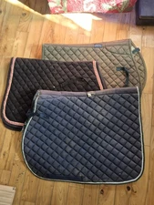 Lot Of 3 English Quilted Square Saddle Pads Good Used Condition Horse Riding