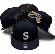 New Era S Logo Baseball Cap Black Solid Adjustable Unisex Adults One Size