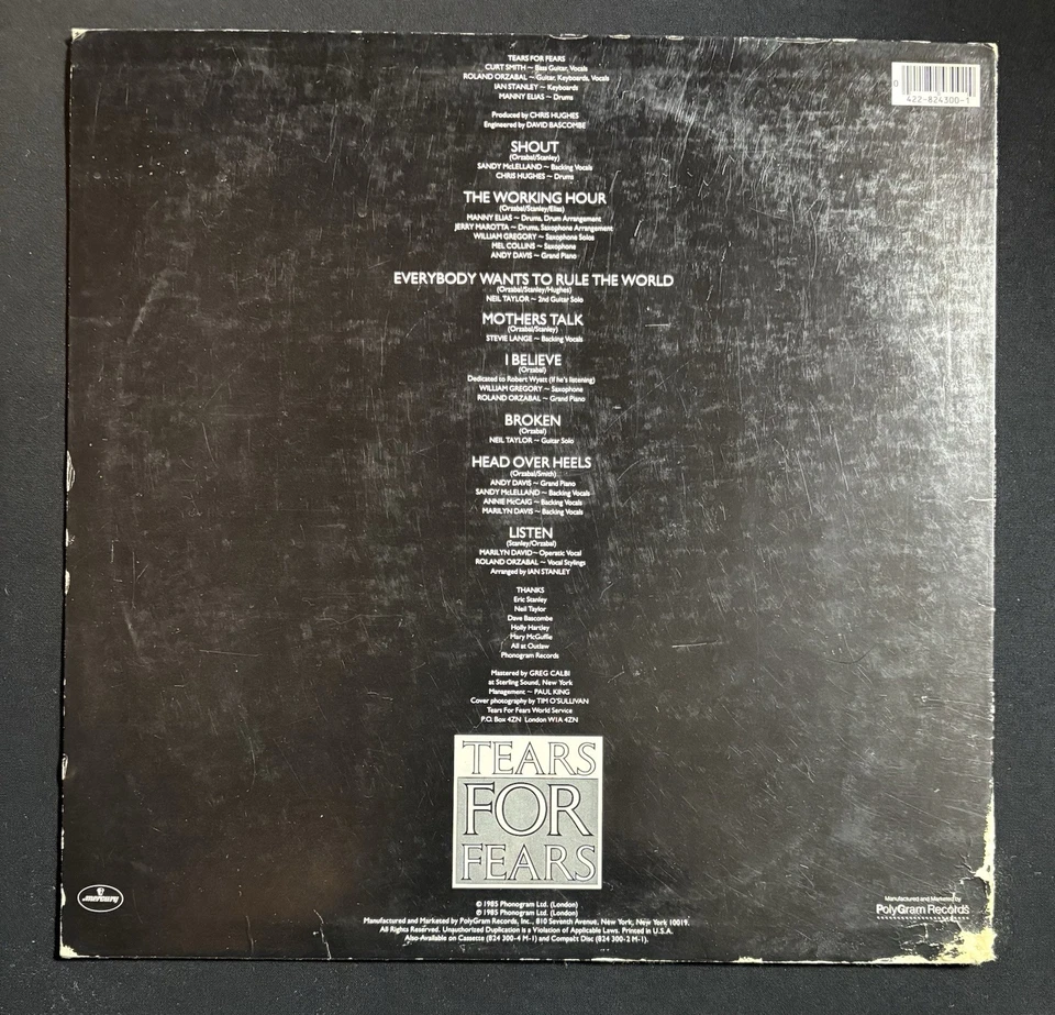 Tears For Fears ‎– Songs From The Big Chair (Vinyl Record LP OG 1985 Mercury) - Image 2 of 4