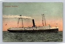 Vintage Steamship North Star Lithograph Postcard 3.5x5.5 in