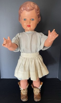 27  Vintage Schildkröt T70 German Doll Blue Fixed Eyes Turtle Mar