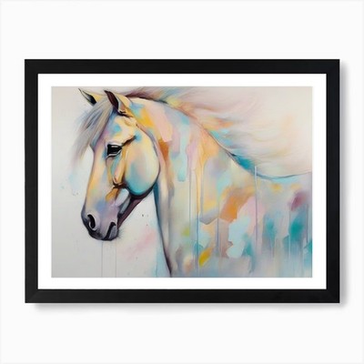 Weißes Pferd 1 Kunstdruck gerahmt Wandbild Poster Leinwanddruck Bild