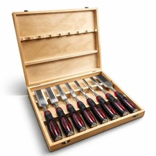 Lumberjack 8pc Wood Chisel Set Bevel Edge Strike Cap Woodworking with Case