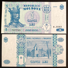 Moldova 5 LEI 2009 Banknote World Paper Money UNC Currency Bill Note