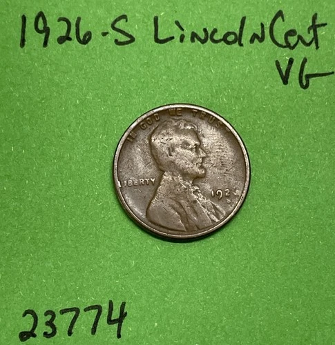 1926 S Lincoln Wheat Cent / Penny 1c Vg Very Good