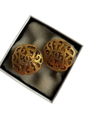 Chanel Clover CC Ohrringe Clip-On goldfarben 90er Jahre