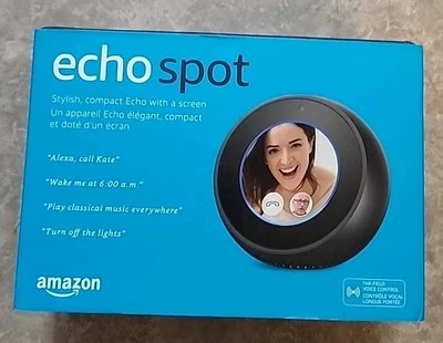 🔥 Amazon Echo Spot Ball Screen Smart Alarm Clock with Alexa Black NEW & SEALED