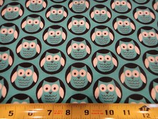 Hoot OWL Pack Allover Aqua Blue Cotton Flannel Fabric BTY