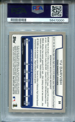 Yu Darvish 2012 Bowman Chrome #84 PSA Mint 9 Card | eBay