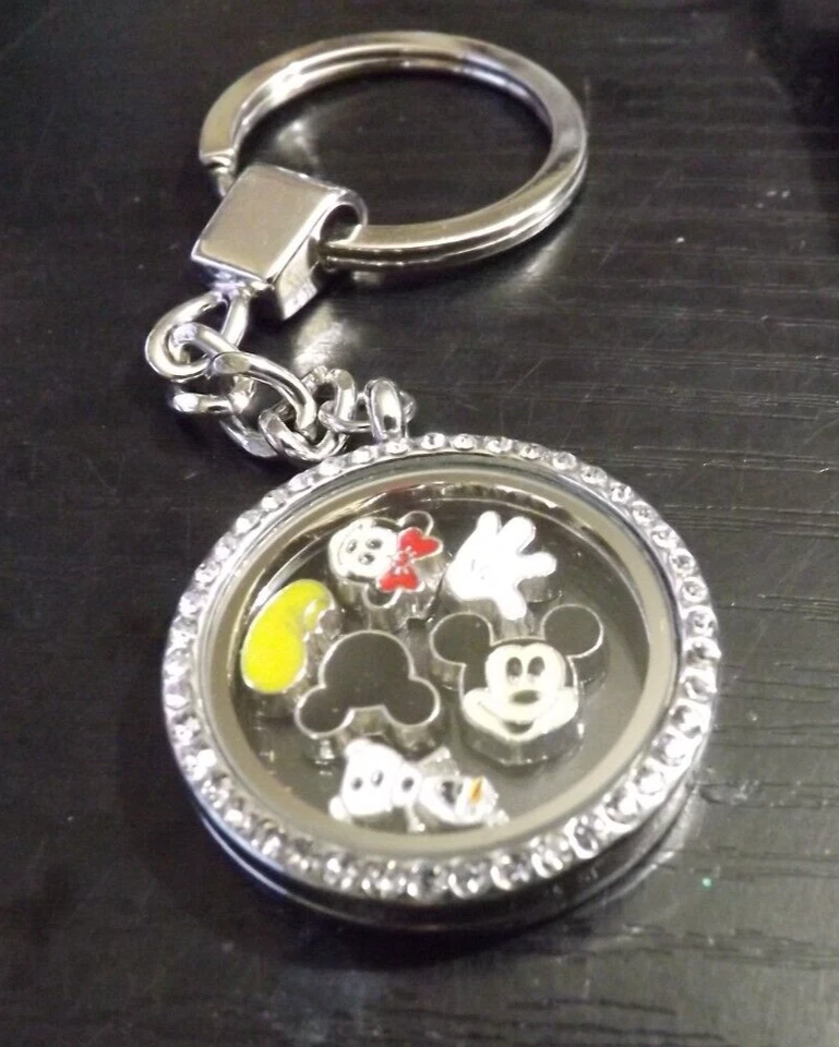 NEW 30mm trendy floating locket keychain & DISNEY MICKEY MOUSE FROZEN charms - Image 2 of 4