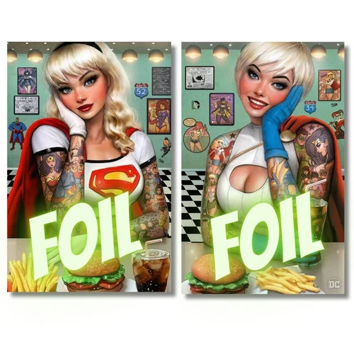 SUPERMAN 18-19 EXCLUSIVE FOIL VIRGIN SET - POWER GIRL, SUPERGIRL - SZERDY  DINER
