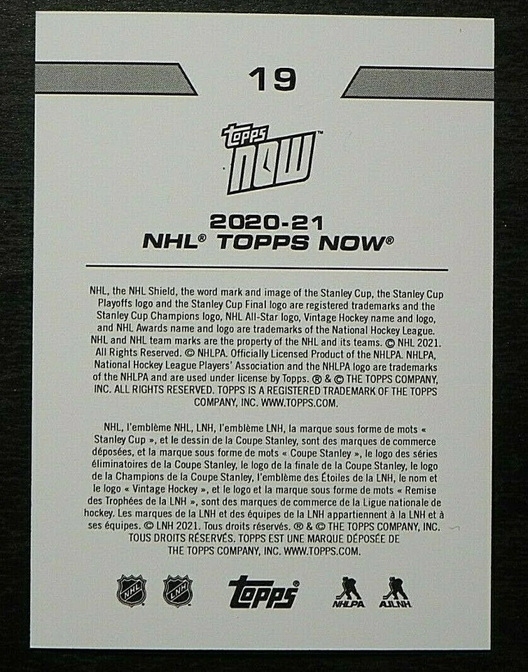 2020-21 20/21 TOPPS NOW NHL Stickers #19 Thatcher Demko Vancouver Canucks - Image 2 of 2