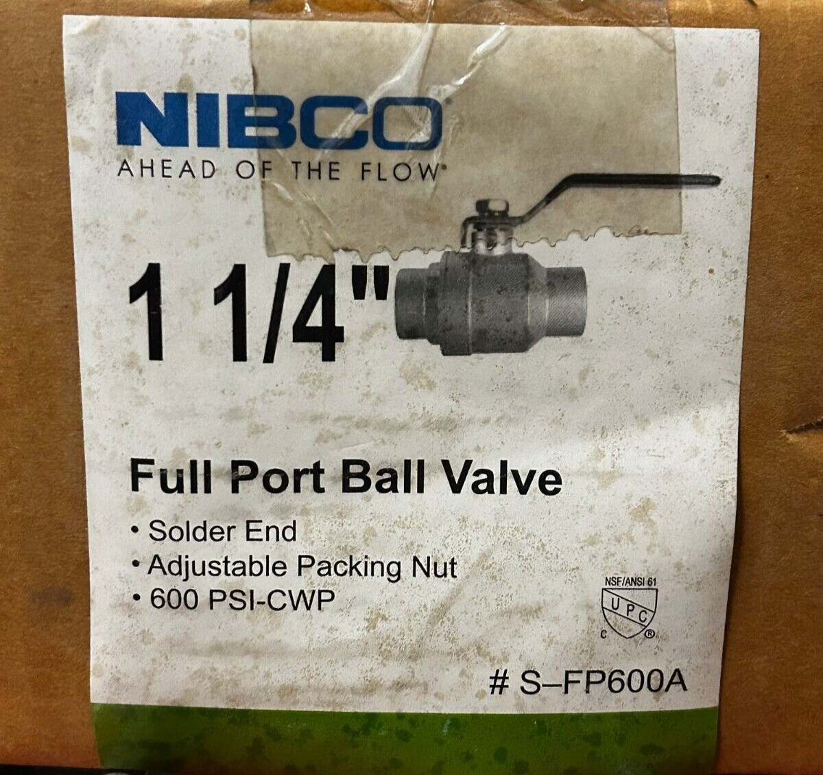 Nibco 1 1/4" S-FP600A Sweat Brass Ball Valve 600 PSI-CWP Full Port