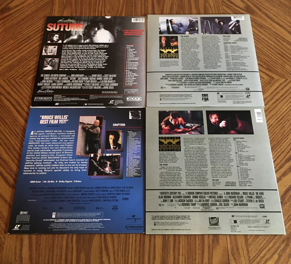 Laserdisc Lot Of 4 Action / Thriller LDs Die Hard 1 2 Mercury Rising Suture - Image 2 of 4