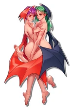 0379 Morrigan and Lilith Sticker, Waterproof, Laminated, PinUp, Sexy, Waifu