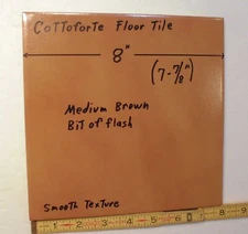 1 pc. Medium Brown Ceramic Floor Tile: 8" X 8" Smooth Surface + bit of flash