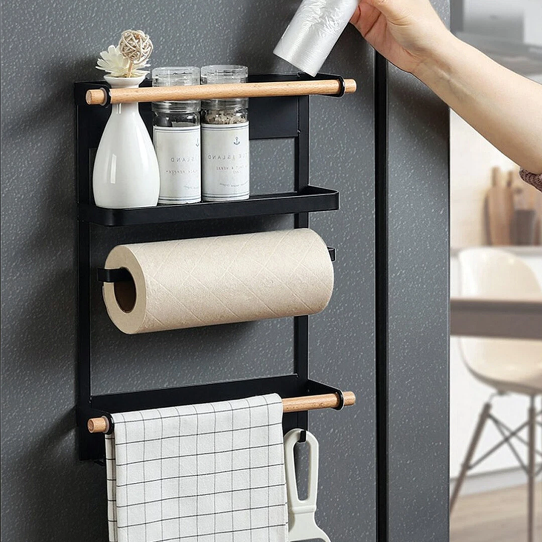 Magnetic Muti-Layer Rack Kitchen Refrigerator Strong Suction Holder Metal Shelf
