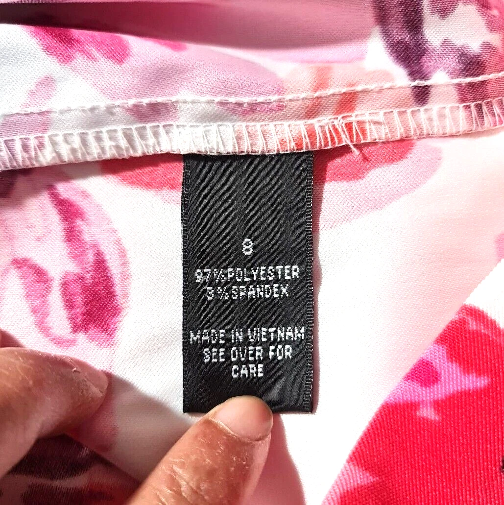 Mini abito da donna ALYX taglia 8 guaina base floreale rosa a vite collo senza maniche