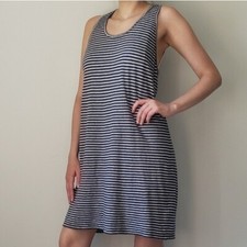 Everlane Linen Racerback Dress Indigo Off White Striped Small