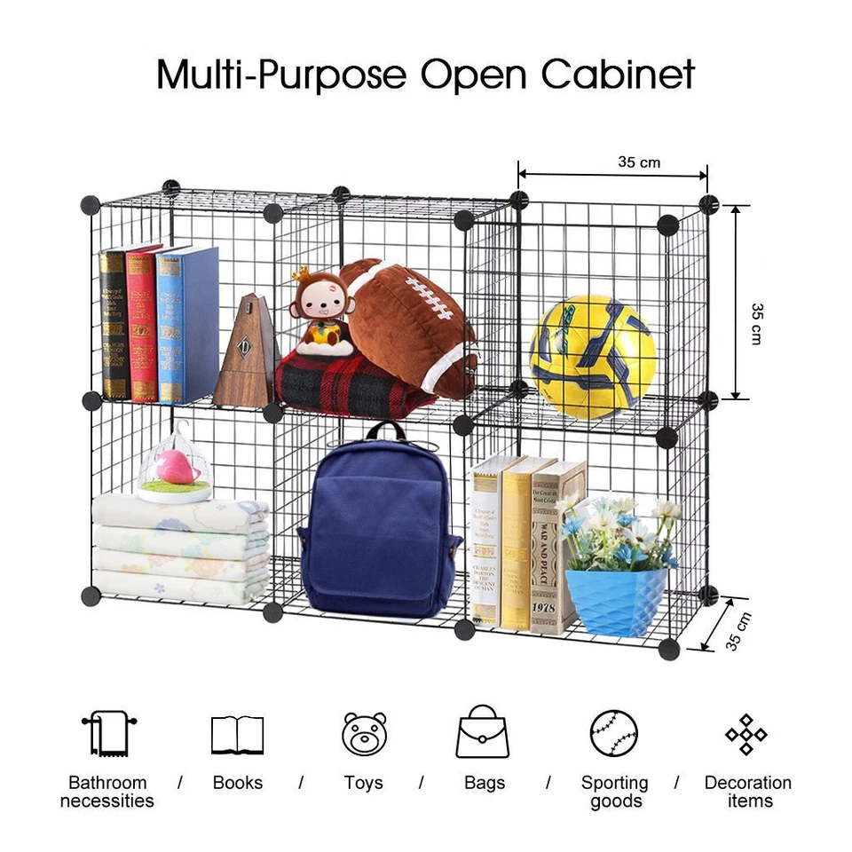 4 to 25 Cube Black DIY Wire Storage Shelves Cabinet Metal Display Shelf Toy Book - image 3 of 4