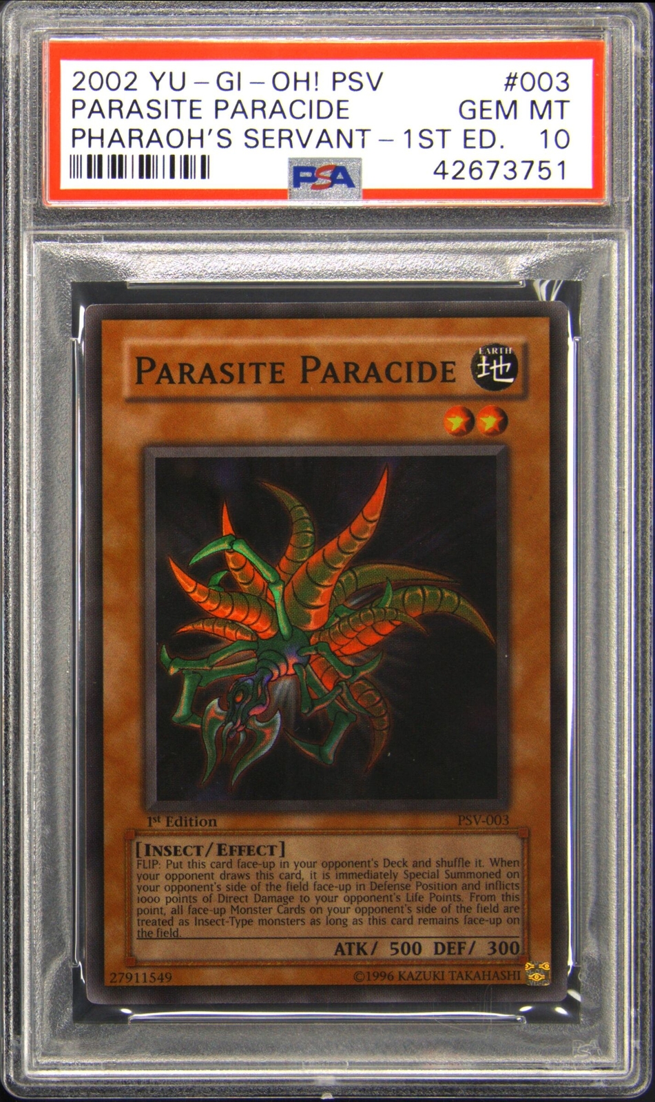 Yu-Gi-Oh! Parasite Paracide PSV-003 Super Rare Card - Pharaoh's Servant Unlimited Edition