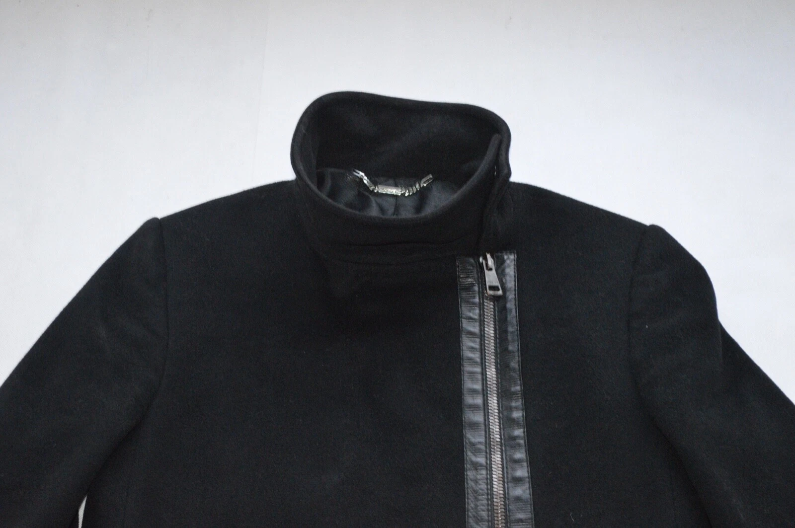 Giacca trench Gucci Lana Nera Cashmere Lunga Cerniera Attraverso Cerniera Donna IT44 UK12