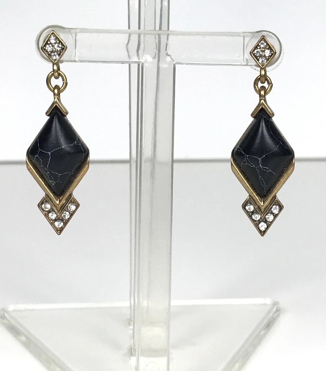 Faux black diamond earrings clearance