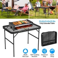 Camping Kitchen Table Folding Portable Cook Station 3 Adjustable Heights