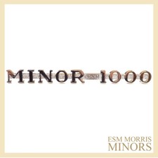 Morris Minor Chrome Bonnet Side Badge - "MINOR 1000" Supplied with fixing clips