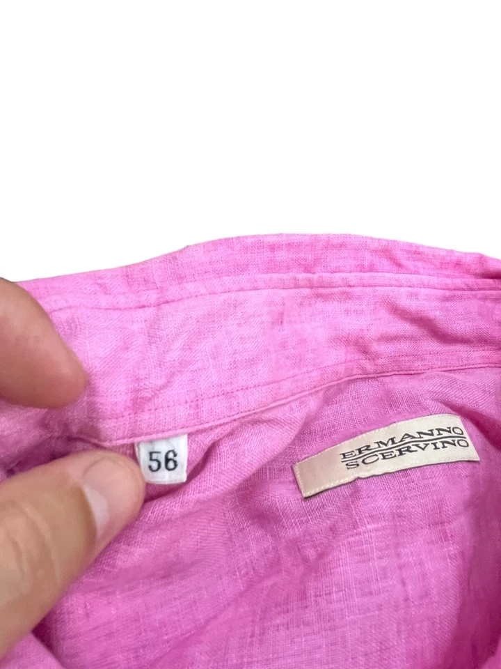 Camisa masculina Ermanno Scervino bordada rosa, franja abotoada tamanho IT56/XXXL - Imagem 4 de 4