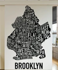 Vinyl Wall Decal Sticker New York City Brooklyn Words Map #5215